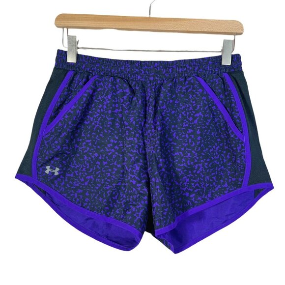 Under Armour Black and Purple Loose Fly By Running Shorts Workout Size M - Picture 1 of 2